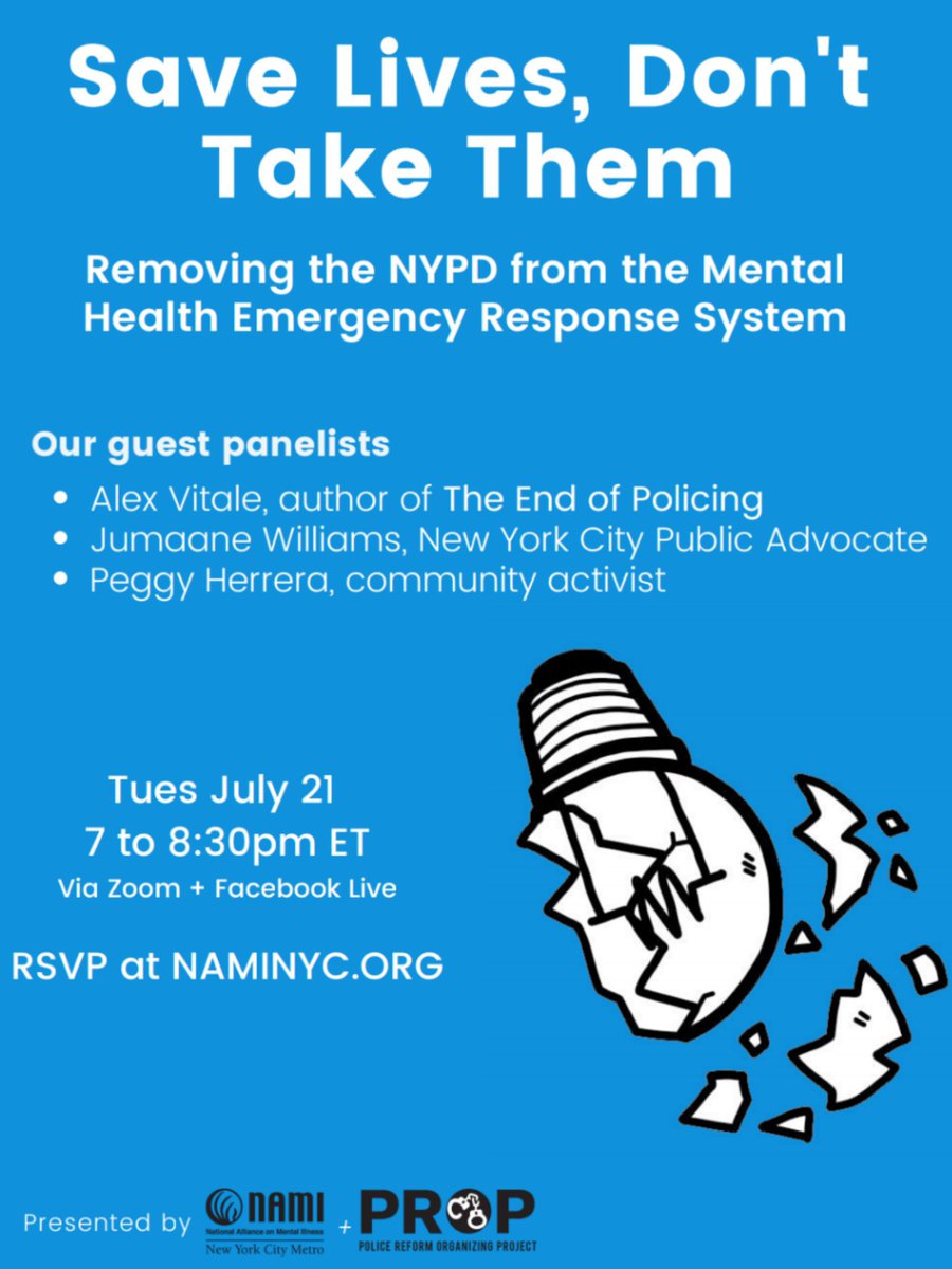 Join <a href="/PROPNYC/">PROP</a> &amp; <a href="/NAMINYCMetro/">NAMI NYC 💚</a> for a panel and day of action! Removing the NYPD from the mental health emergency response system.