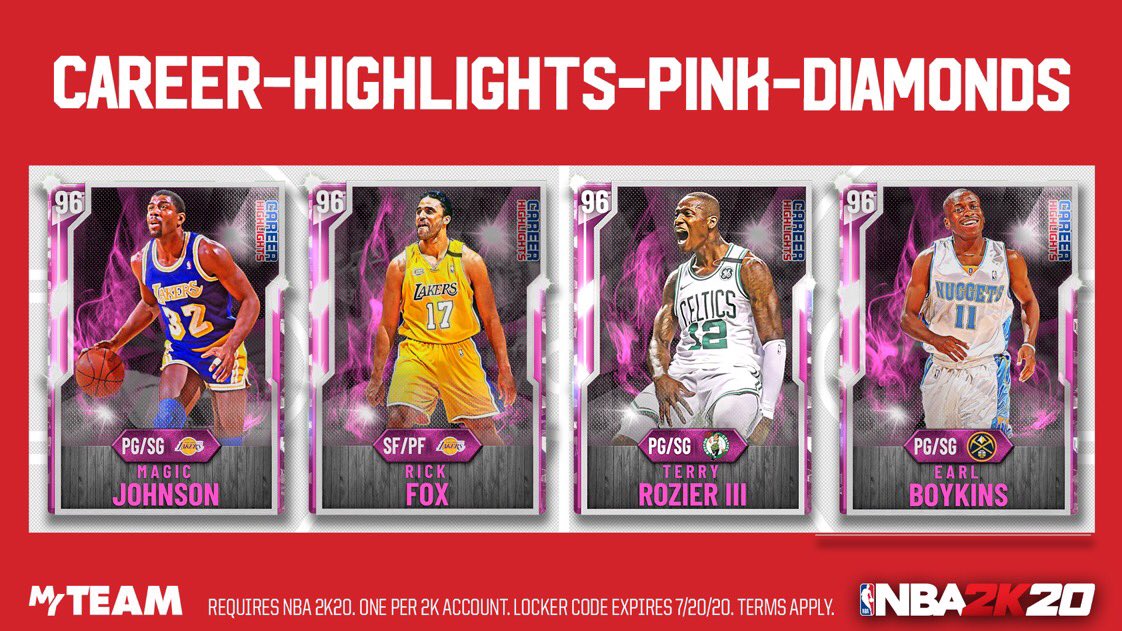 Nba 2k21 Locker Codes On Twitter Career Highlights Lockercode Use This Code For Another Chance At A Pinkdiamond Career Highlights Card Cards Include Pd Magic Pd Fox Pd Rozier Pd Boykins