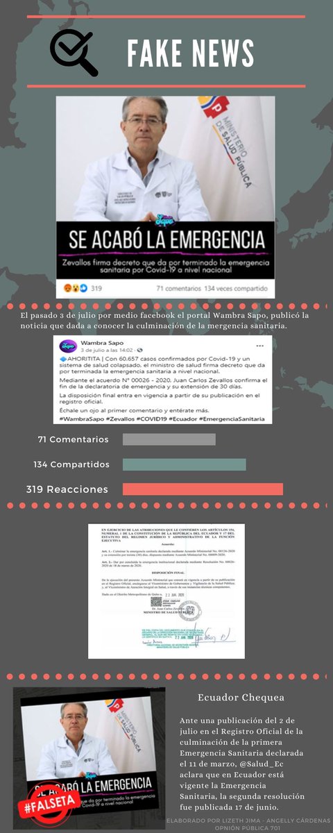 LizethJma's tweet photo. Las #FakeNews son inevitables y muchas de las veces aun cuando la noticia ha sido desmentida, sigue teniendo gran alcance. Sin embargo, es importante, siempre verificar la fuente de cada noticia. 
Para su veracidad ingresa a @ECUADORCHEQUEA
#Opiniónpública https://t.co/eCqRhU8QB1