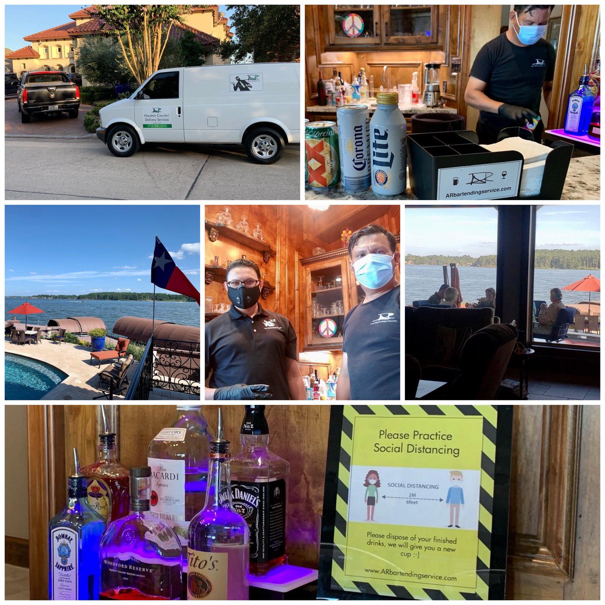 AR_Bartending's tweet photo. Great party in Lake Conroe! We’re back in business taking all necessary precautions. Mask 😷✔️ gloves🧤✔️constantly sanitizing &amp; disinfecting bar area 🧼✔️ social distancing🧍‍♀️....🧍✔️ We’ll see you around, stay safe! #LakeConroe #Bentwater #MontgomeryTX #HoustonBartendingService https://t.co/1AAk8oFjcT