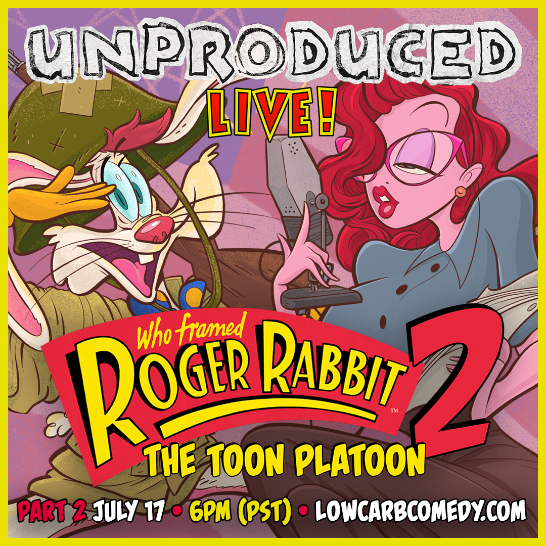 lowcarbcomedy's tweet photo. TOON in for PART 2 of our ROGER RABBIT 2: TOON PLATOON live reading on Friday JULY 17 @ 6PM PST / 9PM EST
WATCH>>>https://t.co/KpCwkRKbAL
•
Art by @MaxBareArt 
•
#unproducedlive #rogerrabbit2 #rogerrabbit #jessicarabbit #livestream #scriptreading https://t.co/N8S0kOx7S6