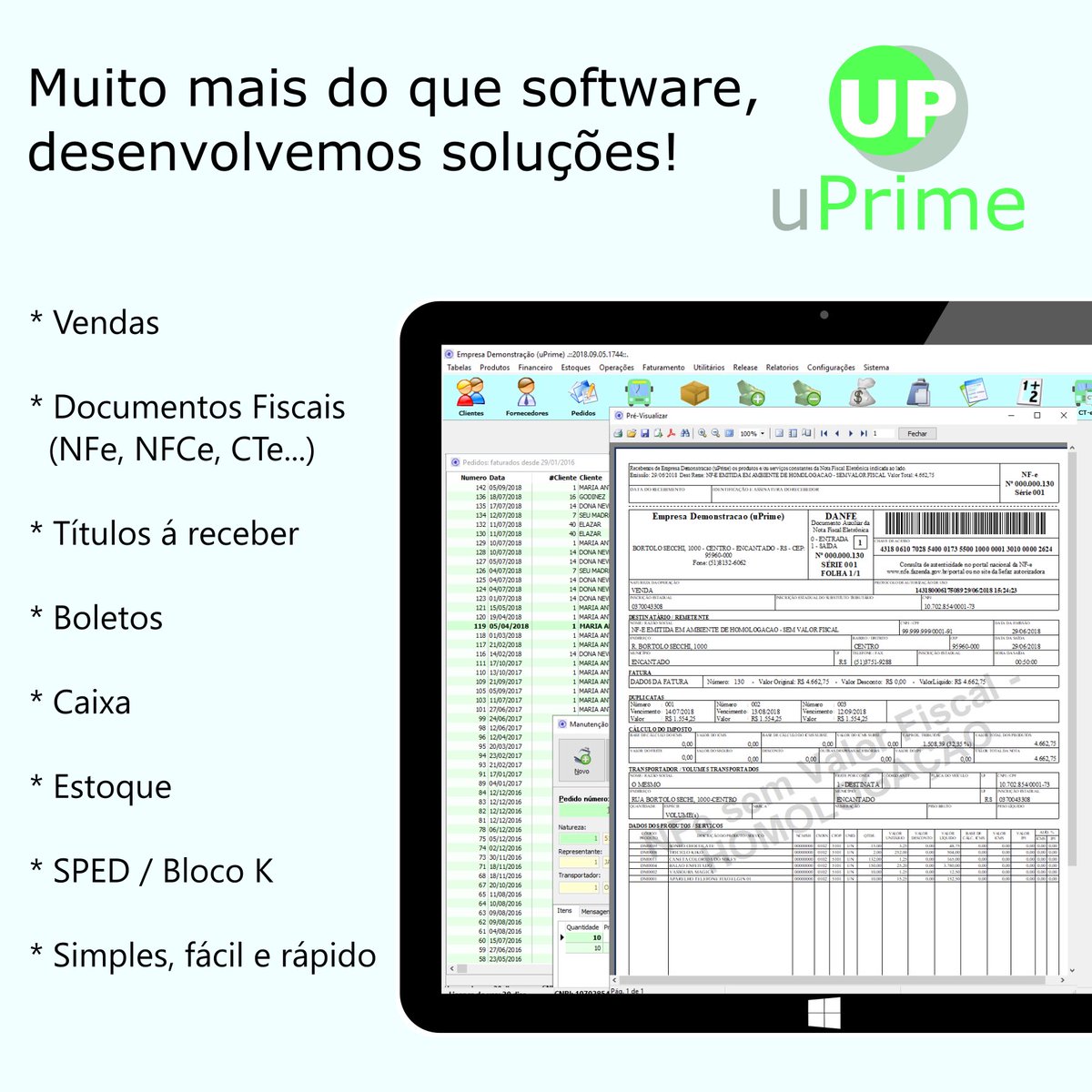uPrimeSoftware's tweet image. Software também realiza a emissão de #NFe #NFSe #CTe #MDFe