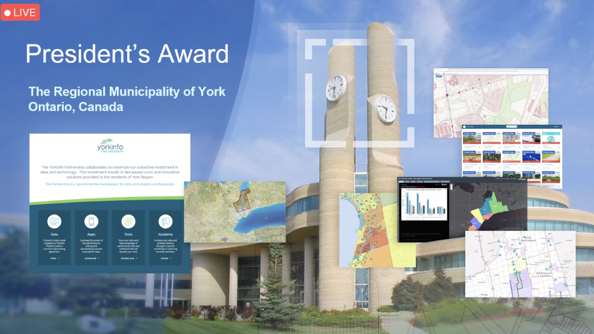 cityworks's tweet photo. Congratulations to @YorkRegionGovt for receiving the #EsriUC President’s Award! Here’s just one example of the great work where they are using Cityworks and #ArcGIS to create a more resilient, sustainable, and safe community: https://t.co/vwkT5ZXWqf https://t.co/VuZBX6y2dC