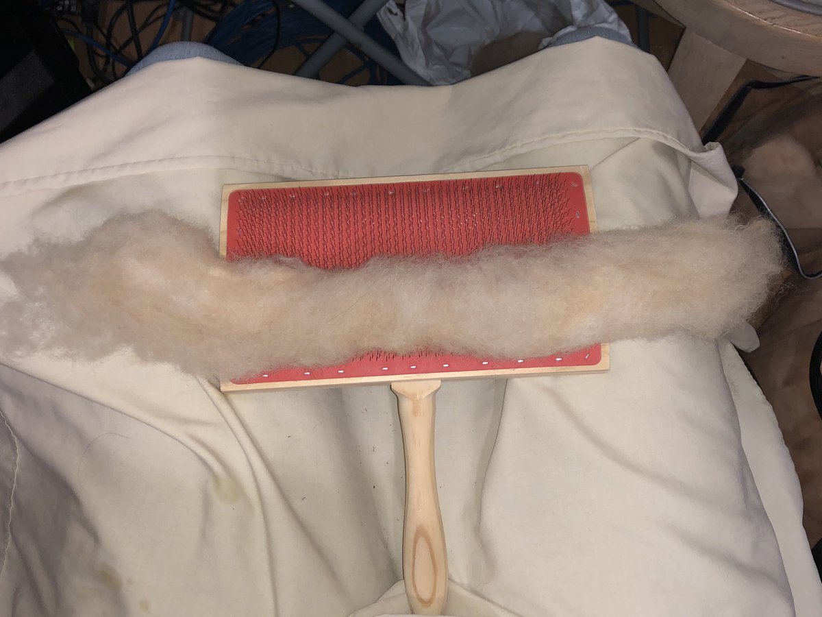 CraftinessIsKey's tweet photo. Thinking of getting back into streaming on Twitch again...

Would anyone be into watching me process 🐑 &amp; 🦙 fleeces and spin them into yarn? 

Please let me know in the comments!
#returntotwitch #twitchstreamer #spinnersoftwitter https://t.co/cm7w6eqEay