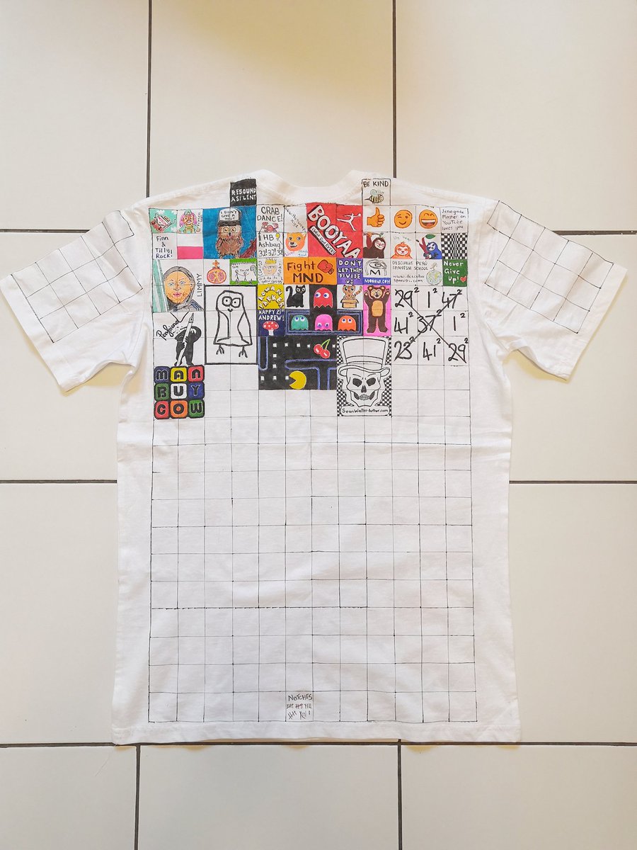 bechillcomedian's tweet photo. ONLY 170 SQUARES LEFT TO SPONSOR ON THE £5000 T-SHIRT!
That means we have raised £3300 of our target for @wateraid!
Here's some updated pics. (Let me know if you need close-ups.) Get yours at https://t.co/WLEEBHzIX2
#5KTS https://t.co/wP6ExLImSt