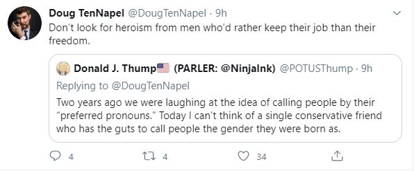 Doug believes that misgendering transpeople is an act of heroism