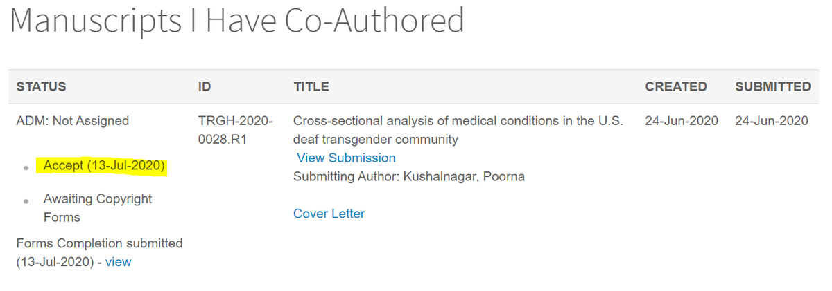 OliverStabbe's tweet photo. Ahhh! A paper I co-authored was accepted today by The Journal of Transgender Health! 

It's the first peer reviewed paper to assess the health disparities of or even recognize the existence of those lying at intersections 2 marginalized communities: the Deaf &amp; trans community. https://t.co/hoW2BquGTc