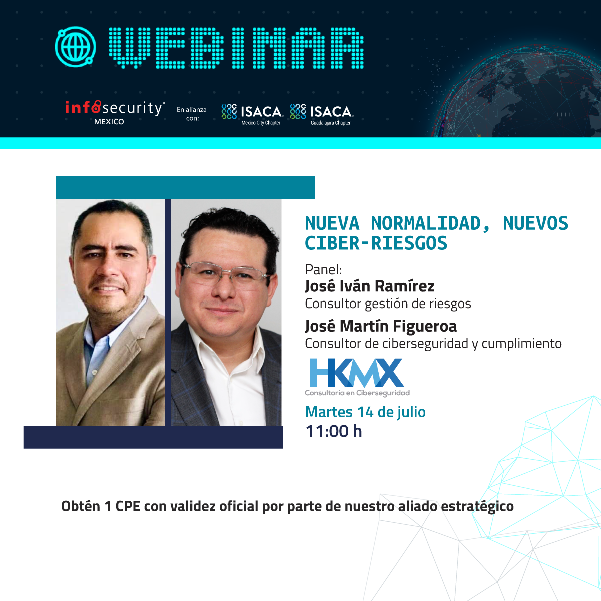 Infosecuritymx's tweet photo. Aprende cómo definir una estrategia de ciberseguridad ante esta nueva normalidad en nuestra conversación "Nueva normalidad, Nuevos Ciber-Riesgos" con Iván Ramírez y José Martín Figueroa de HKMX este Martes 14 de julio. Únete sin costo: https://t.co/qIGnjuJkvS https://t.co/cvvbadceUs