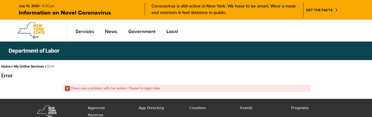 UCKomrade's tweet photo. @NYSLabor I am attempting to certify benefits at https://t.co/oicrSGkM8U but I keep getting an error message. Can you help? https://t.co/v1ZohGY2Xk