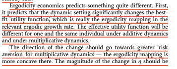 Ergodicity economics predicts something different: players playing the multiplicative game would seem more "conservative" because the game is less ergodic.