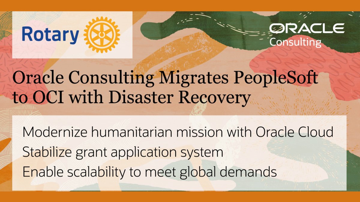 #OracleConsulting is proud to be working with Rotary International to modernize its humanitarian mission with #OracleCloud. Recently, we completed a migration of PeopleSoft to OCI with DR using #OracleSoar, which stabilized its grant application system. oracle.com/customers/rota…