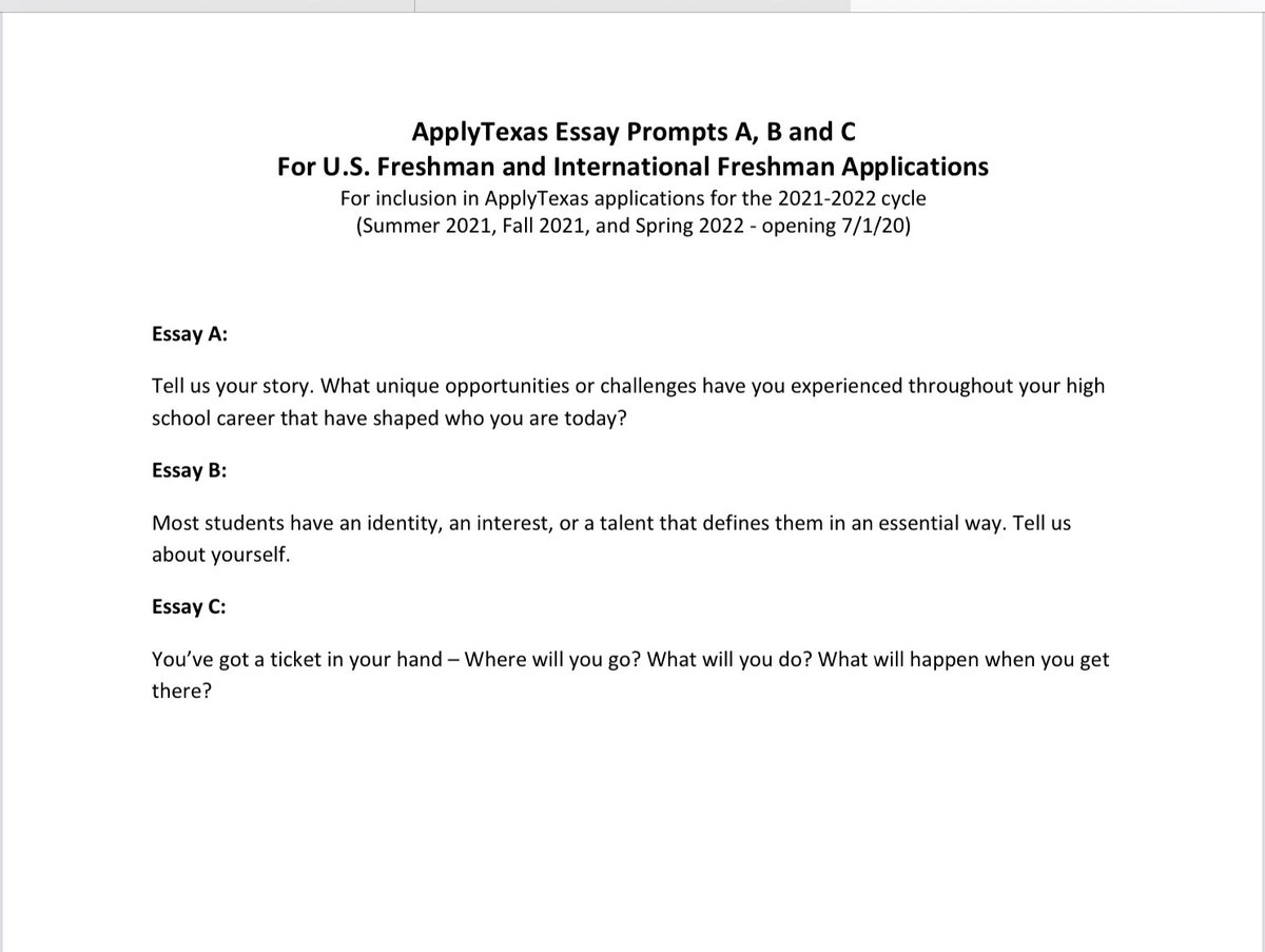 Apply Texas is opened. Here are the prompts: