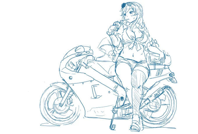 昨日のかざなさんのツイから
水着ver能代×NSR250(MC16)
ラフでざざーっと 