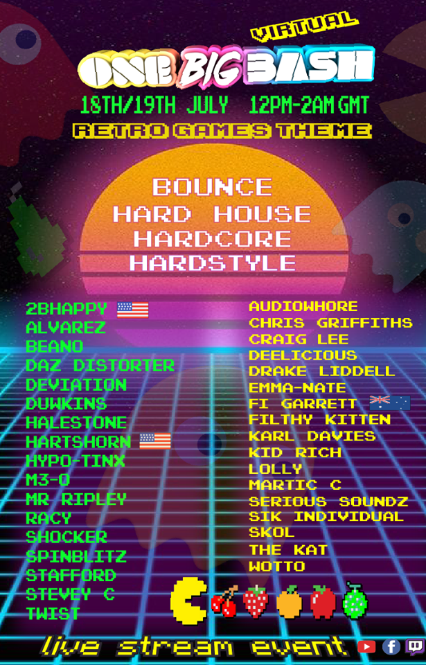DJSpinblitz's tweet photo. I'm really looking forward to this! What a sweet line up! Catch me 9-10pm UK time 18/07/20 where I'll be playing a 'Journey Thru Hardstyle' set!. I will share the links later this week!
#OBB #OneBigBash #VirtualRave #LiveStream #Hardstyle #Hardcore #Bounce #HardHouse #RetroGames https://t.co/DtaL1yqyRB