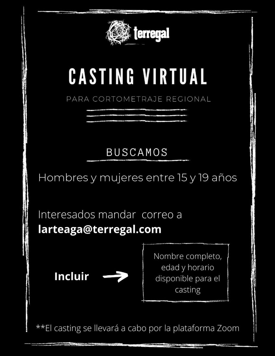 terregalfilms's tweet photo. -SE BUSCA-
Enviar mail a larteaga@terregal.com
#CastingVirtual https://t.co/N1z8xCfXpQ