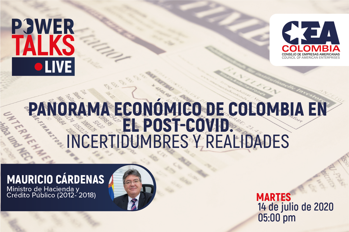 CEAColombia's tweet photo. @MauricioCard estará con la #ComunidadCEA en nuestro próximo #PowerTalkLive conversando sobre el Panorama Económico de Colombia en el post-covid, las incertidumbres generadas y las nuevas realidades. Inscripciones en cea1@ceacolombia.com https://t.co/H65eAjzh3a