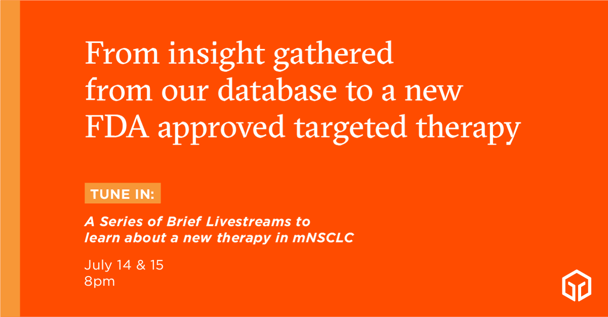 FoundationATCG's tweet photo. This week, our team will share how the science came full circle from the identification of METex14 alterations in our database to the FDA approval of a targeted therapy for patients w/ METex14 in #NSCLC. Tune in to @TABRECTA_US on July 14 &amp; 15 at 8 p.m.: https://t.co/NN1zsIMnqr https://t.co/mxlgnzfKgc