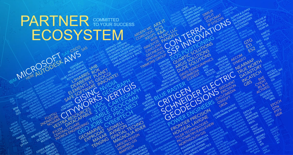 Esri's tweet photo. A special thank you to our #EsriPartners! We're proud to work with you to amplify The Science of Where. https://t.co/guKA0SD4DE #EsriUC https://t.co/txNvmR7PRU