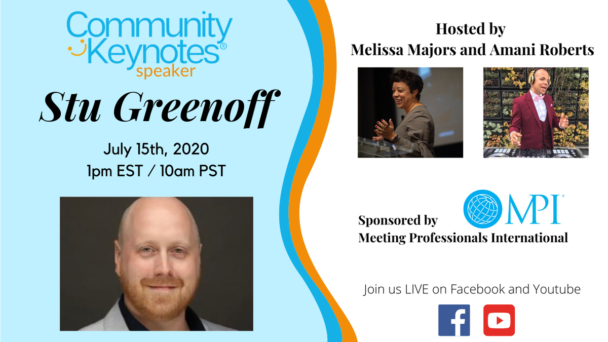 Only 2 days until we go live with Stu Greenoff on episode one of Community Keynotes! Tune in at facebook.com/communitykeyno… to hear his incredible story. You will also have the opportunity to ask him questions live through the comments section during the show!