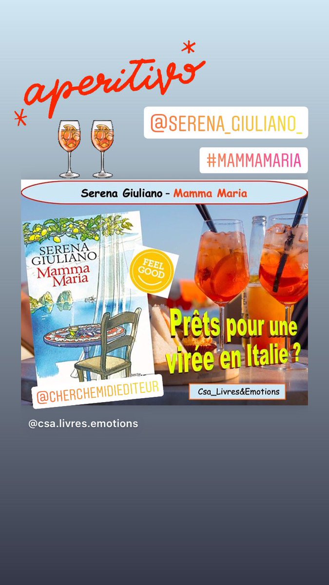Cath_Livresetem's tweet photo. @serenagiuliano_ #mammamaria - Éditions @lecherchemidi 
Une lecture parfaite pour l’été 😎 ⛱.  Retrouvez ma chronique ici : 👉 https://t.co/Re2Iw5JvcX https://t.co/heBpCUZFEr