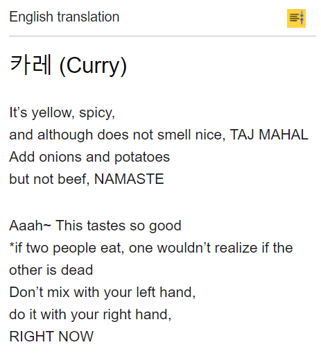 I am sure all of you know about the whole wonwoo situation. If you haven't seen the lyrics of it: heres itSite link:  https://lyricstranslate.com/en/%EC%B9%B4%EB%A0%88-curry-%EC%B9%B4%EB%A0%88-curry.html