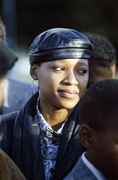 1990: Zindzi Mandela after visiting her father, Nelson Mandela at Victor Verster prison in Paarl. (Photo by Gallo Images/Oryx Media Archive)