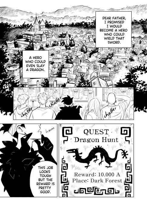 I challenged myself to draw a short action fantasy comic that I want to submit to the Tezuka Award. 
(read from right to left) 