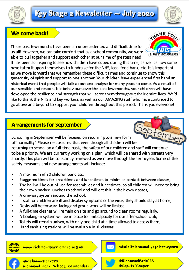 DeputyDCooper's tweet photo. KS2 Newsletter @RichmondParkCPS:
Parents/carers - Thank you all so much for your continued support towards the school this year, especially after what has been a very challenging time for everyone. Have a great Summer and #StaySafeRPS ππ»
https://t.co/fDpk7PfqHy https://t.co/foJATbifUj