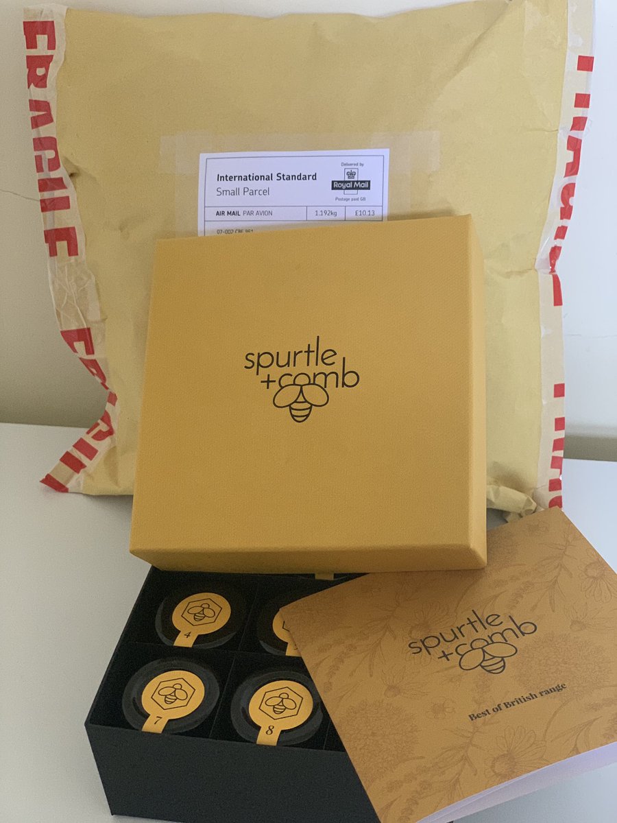 Spurtle_Comb's tweet photo. Our first export order is on its way! A gift box of nine exceptional British honeys is enroute to The Netherlands.#honey #foodie #giftbox https://t.co/Ok46CGDiUS