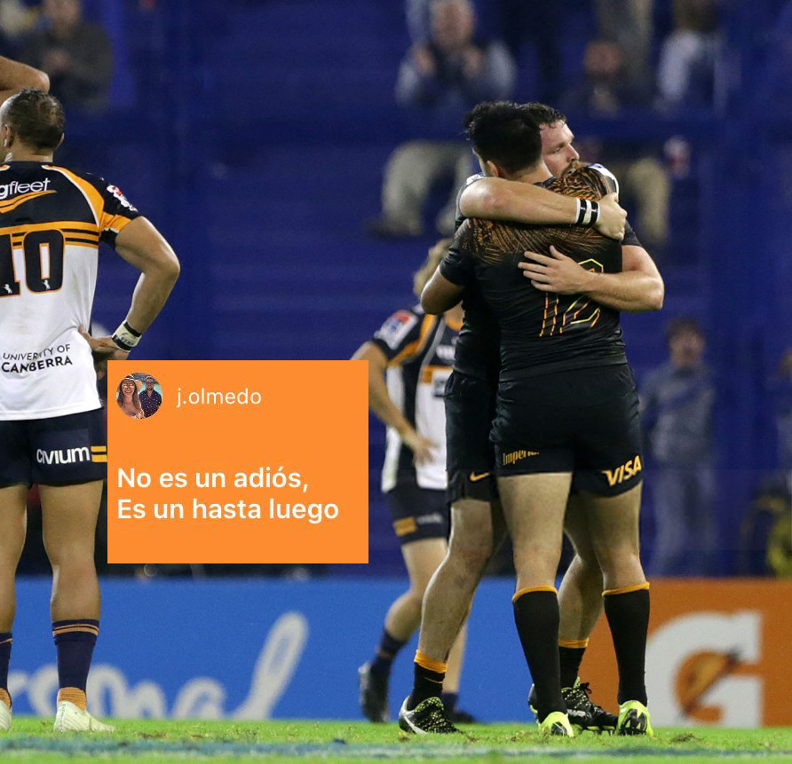 ScrumESPN's tweet photo. .@jerodelafuente partió hacia el @usap_officiel y @j.olmedo (#Instagram) surgió con un título muy elocuente para esta foto del gran triunfo de #Jaguares ante #Brumbies de 2019. 📸🏉🐆
#SeParteDeScrum https://t.co/GGw5zcvy4Y