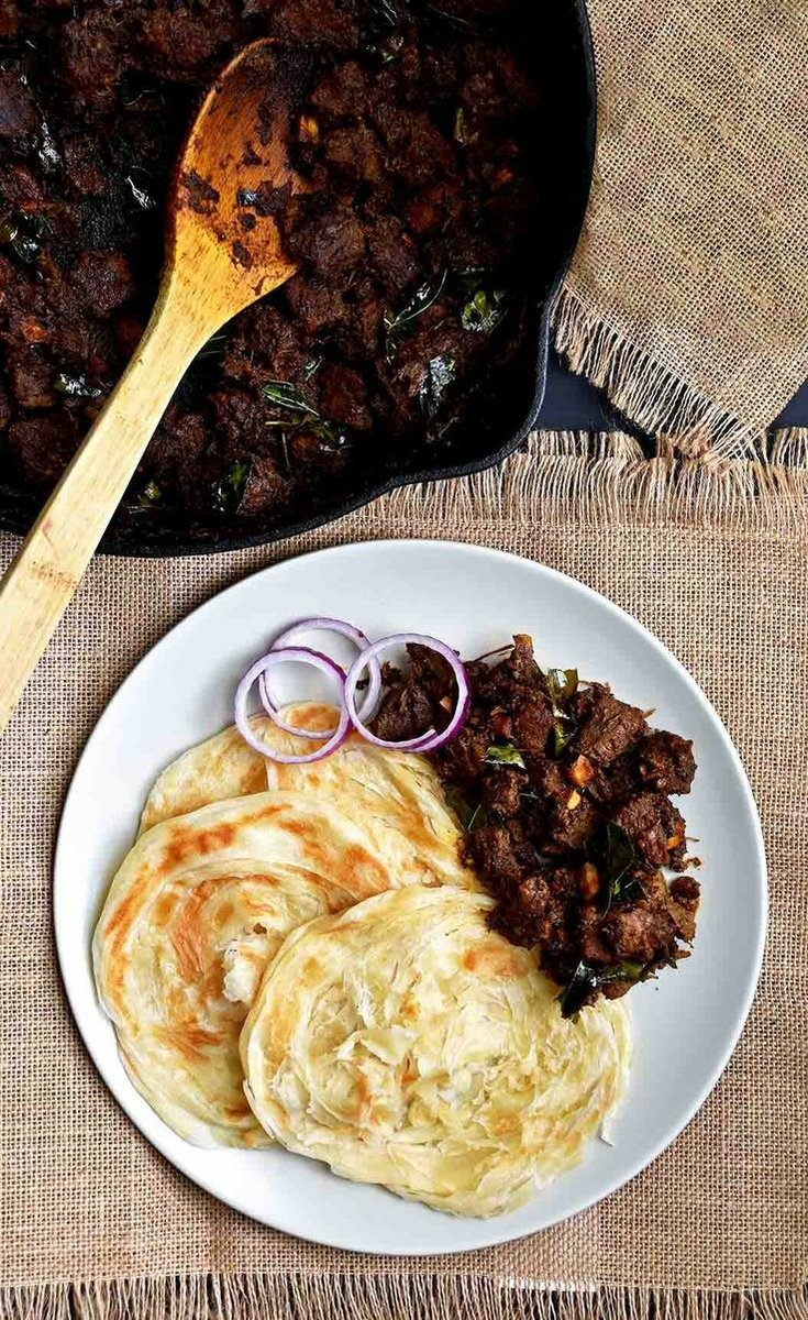 Idiyappam and porotta with beef roast (yes people exist in India who eat beef fyi)