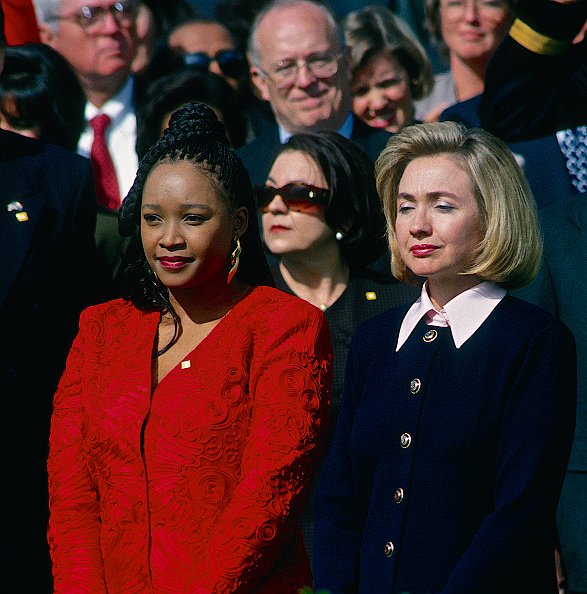 Zindzi Mandela with Hilary Clinton during a state visit in 1994. Image by Mark Reinstein.