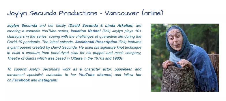 The latest episode of Isolation Nation is featured in UNIMA Canada's newsletter! Check out this link for the latest news on Canadian puppetry!
unimacanada.com/journal