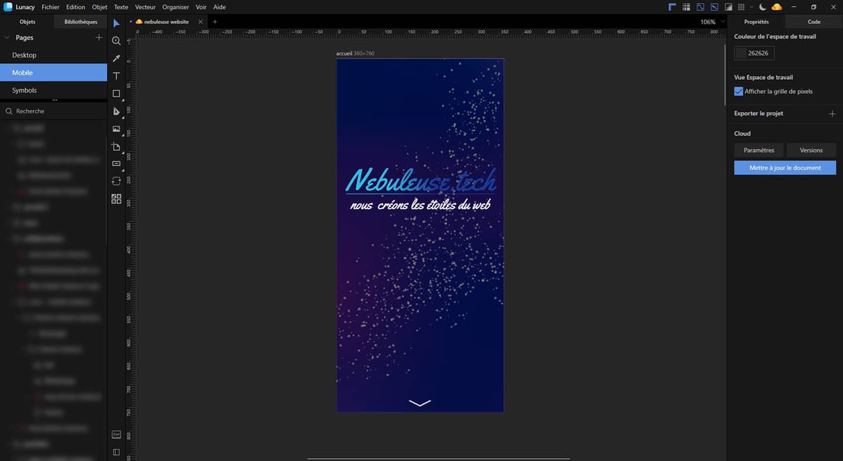 NebuleuseTech's tweet photo. Here is a first draft for the design of our website, more precisely the first thing you will see when you arrive on it, we would be curious to have your opinion! Do you like it? https://t.co/byG0JSxqSj