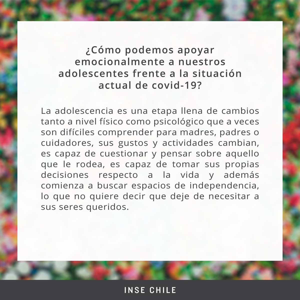 INSE_CHILE's tweet photo. 🟠 Viendo perjudicadas sus instancias de recreación y las posibilidades de con/vivir por medio del juego libre. Por ello es importante generar espacios de convivencia saludable, en donde niñes y adolescentes puedan disponer de instancias para jugar, soñar y reír. 

#psicología https://t.co/dVR97GxKTA