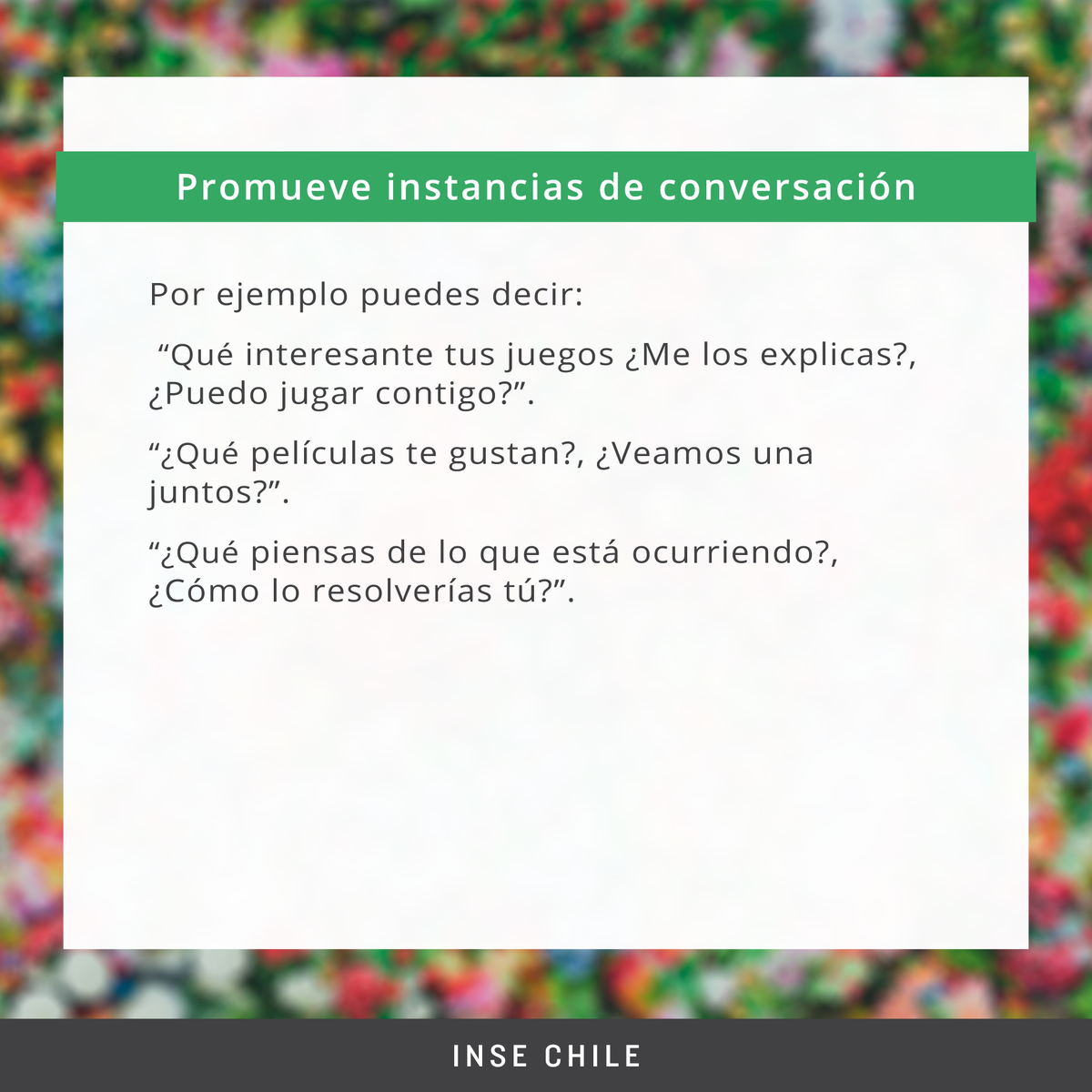 INSE_CHILE's tweet photo. 🟠 Viendo perjudicadas sus instancias de recreación y las posibilidades de con/vivir por medio del juego libre. Por ello es importante generar espacios de convivencia saludable, en donde niñes y adolescentes puedan disponer de instancias para jugar, soñar y reír. 

#psicología https://t.co/dVR97GxKTA