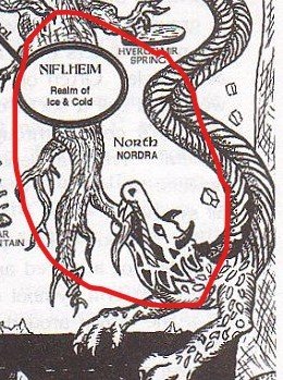 There is a serpent/dragon called Nidhogg gnawing at the root of the tree near Niflheim and is literally called "CURSE striker" or "he who strikes with MALICE".....doesn't that sound familiar?Julius also mentions "ancient horror which slumbers" which might be related to this