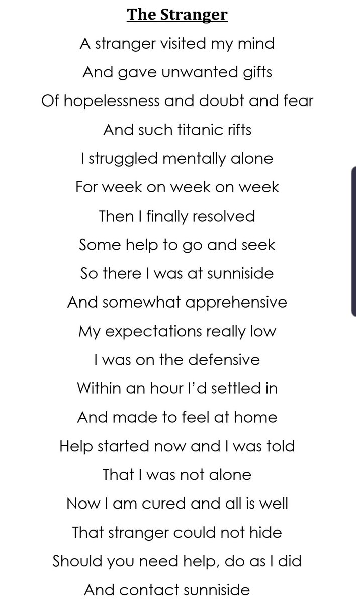 A patient on sunniside @QEGateshead found #poetry and writing down his thoughts therapeutic, engaging with staff, activities and suggestions have all contributed to his hard work and #recovery (He gave permission to share this one) #thereaputic #mentalhealth <a href="/Safewards/">Safewards</a> <a href="/starwards/">Star Wards</a>