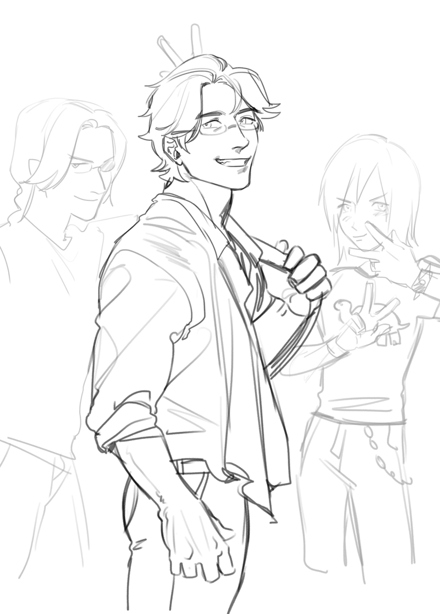 friends and I were talking some time ago about Modern AU saints setting and Cichol looks like this during his first uni year. His brothers in the BG photobombing the moment ofc. 