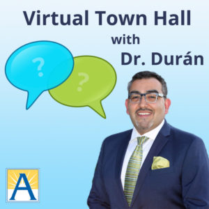 Join Dr. Durán at a community virtual Town Hall on 7/14, from 6:30 to 8 pm, to address the family selection process for choosing an instructional model for students.

More information at apsva.us/engage/engage-…