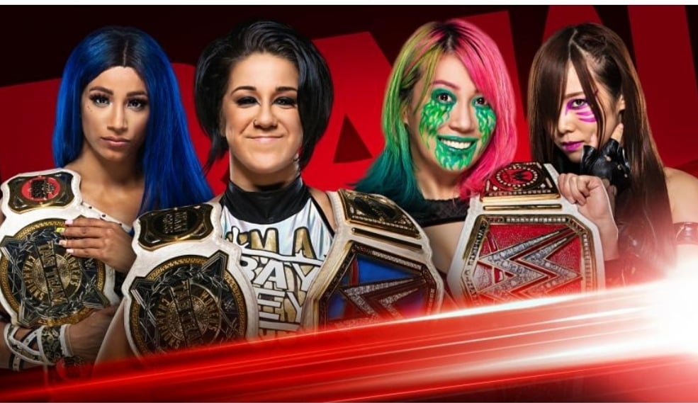Jam76568805's tweet photo. @itsBayleyWWE e @SashaBanksWWE dovranno difendere le #womentagteamchampionship contro @WWEAsuka e @KairiSane_WWE 
#mondaynightraw #tonight #usa #jam #bossnhugconnection #womensrevolution #kabukiwarriors https://t.co/VzVuRnghc5