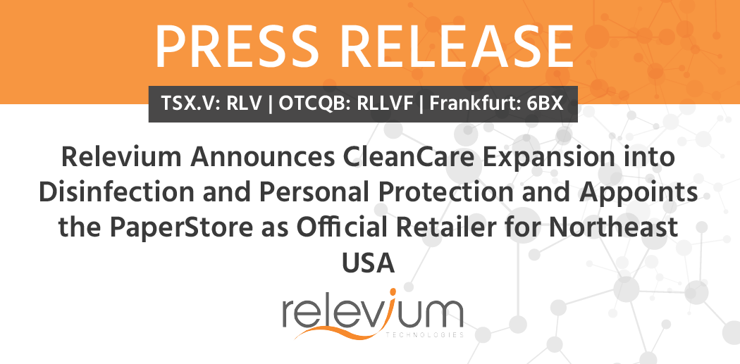 RELEVIUMCORP's tweet photo. Press Release — We are pleased to announce our #expansion into Disinfection and Personal Protection Equipment and Supplies (PPES).

Learn about our expected launch and our newest official retailer of our CleanCare products, The Paper Store: https://t.co/Wf63K7wDcy

$RLV $RLLVF https://t.co/AQibPBNR8R