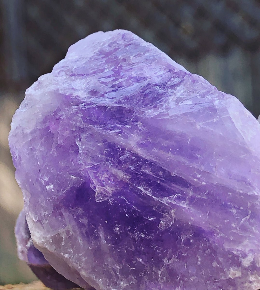 amethyst - lavender to dark violet - associated w both the crown & third eye chakras - can help reduces headaches and stress - purifies energy and is known as a crystal that help aids in protection- can bring one closer to their ‘high power’ / heightens intuition