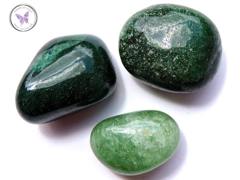 aventurine - can come in a few colors, but let’s talk about green- associated with the heart chakra - is said to help bring good luck and fortune  - helps to encourage optimism to bring out negative emotions stuck within the heart - helps with going after hearts desires