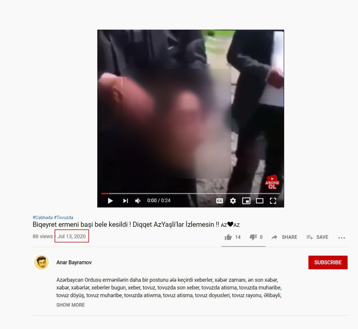 KarabakhRecords's tweet photo. Amid the shelling at the peaceful civilian stlmts in Tavush rgn, Armenia, 🇦🇿is started sharing the video of Yazidi-Armenian private Kyaram Slyoan's cut-off head,showing off their #Armenophobia,by taking pride in such inhumane acts of their Armed Forces.#April2016War
#TavushStrong https://t.co/ZThOZ5j719