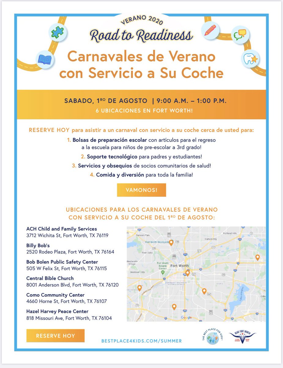 AVANCENTx's tweet photo. On August first, the exciting free resource event “Summer Drive-Up Carnivals” will take place in six locations across Fort Worth! This is a great opportunity to get some school supplies and questions answered! Follow this link to register  https://t.co/HctaKd3wWW https://t.co/EwqPUzPIzU