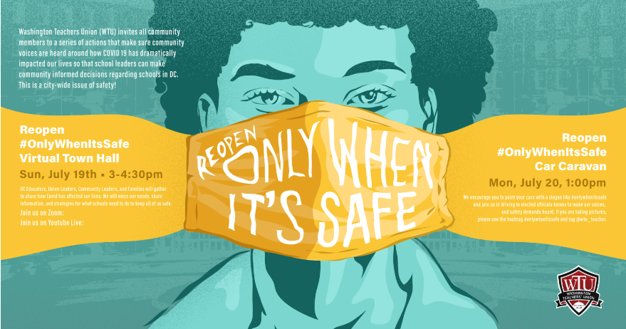 Please join us for a Reopen #OnlyWhenitsSafe Virtual Town Hall on Sunday July 19th 3-4:30 pm.

Register here: bit.ly/RegisterWTU