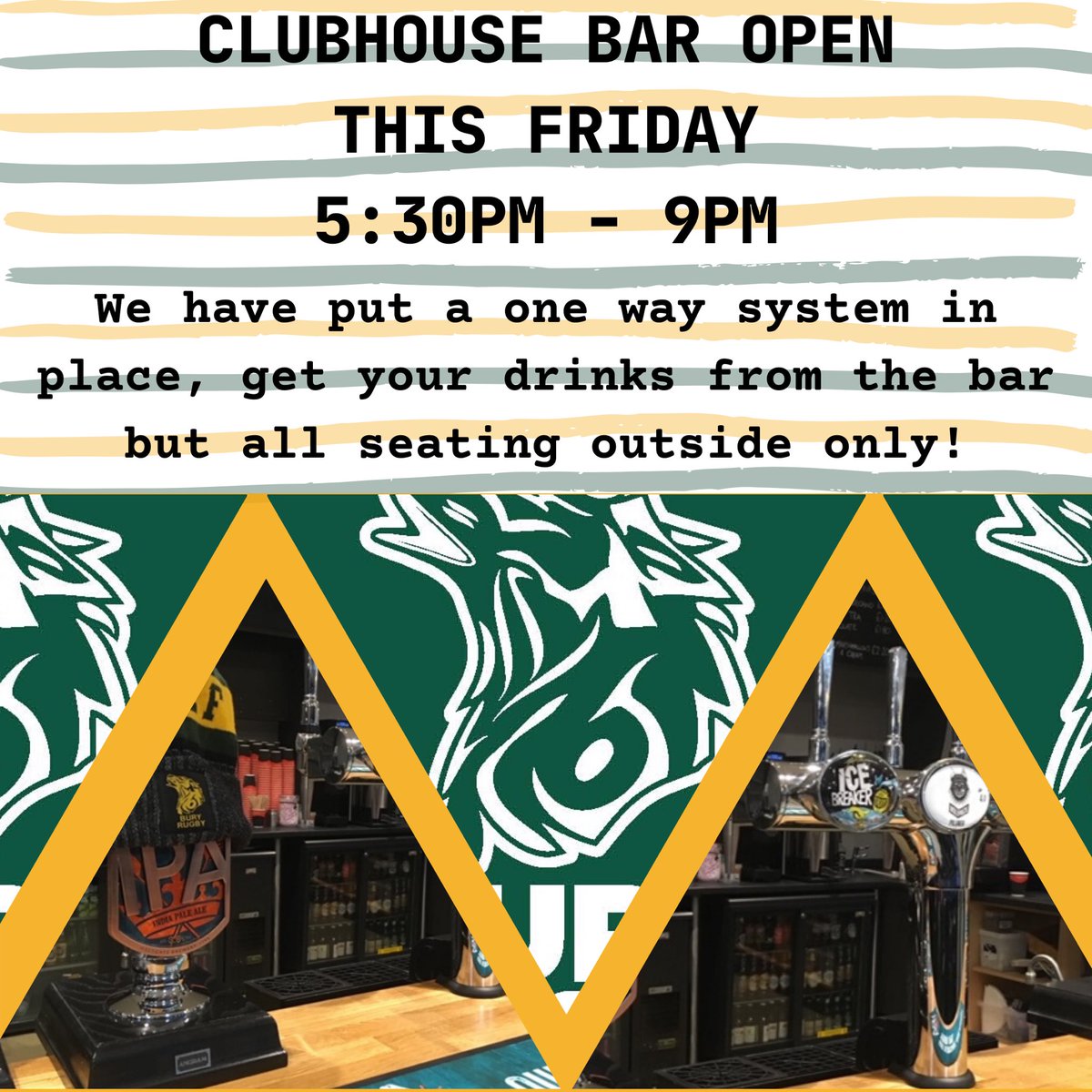We are opening the bar this Friday evening!!! We will be selling bottles and cans only and taking card payments, please come and see us and follow our one way system to ensure we keep staff and customers safe. Bring a blanket or a chair and enjoy our lovely grounds #beergarden