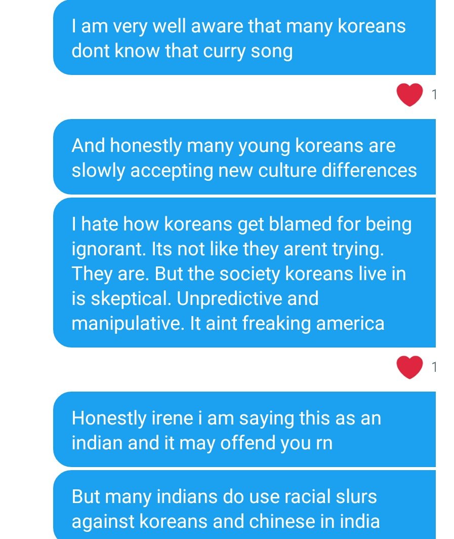 1st screenshot context: the racial slurs used for kor in IND and vice versa. The situation is the same in both the countries.