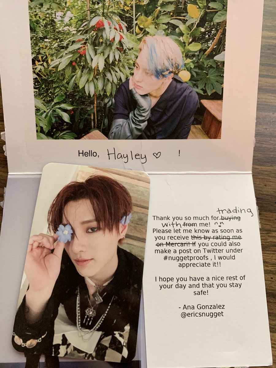 thank you again for trading! he arrived safely and packaged nicely <3 #nuggetproofs 
also stream love me harder!!